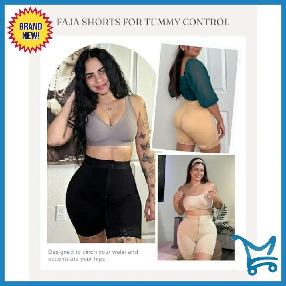 Mid-Waist Tummy Control Shapewear Shorts with Butt Lift & Zipper